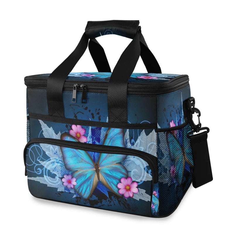 STAYTOP Pretty Butterfly Leakproof Reusable Insulated Cooler Lunch Bag,with Detachable Shoulder Strap, Used for School Women and Men Work Picnic Beach Lunch Bag Organizer Tote Bag - Image 1